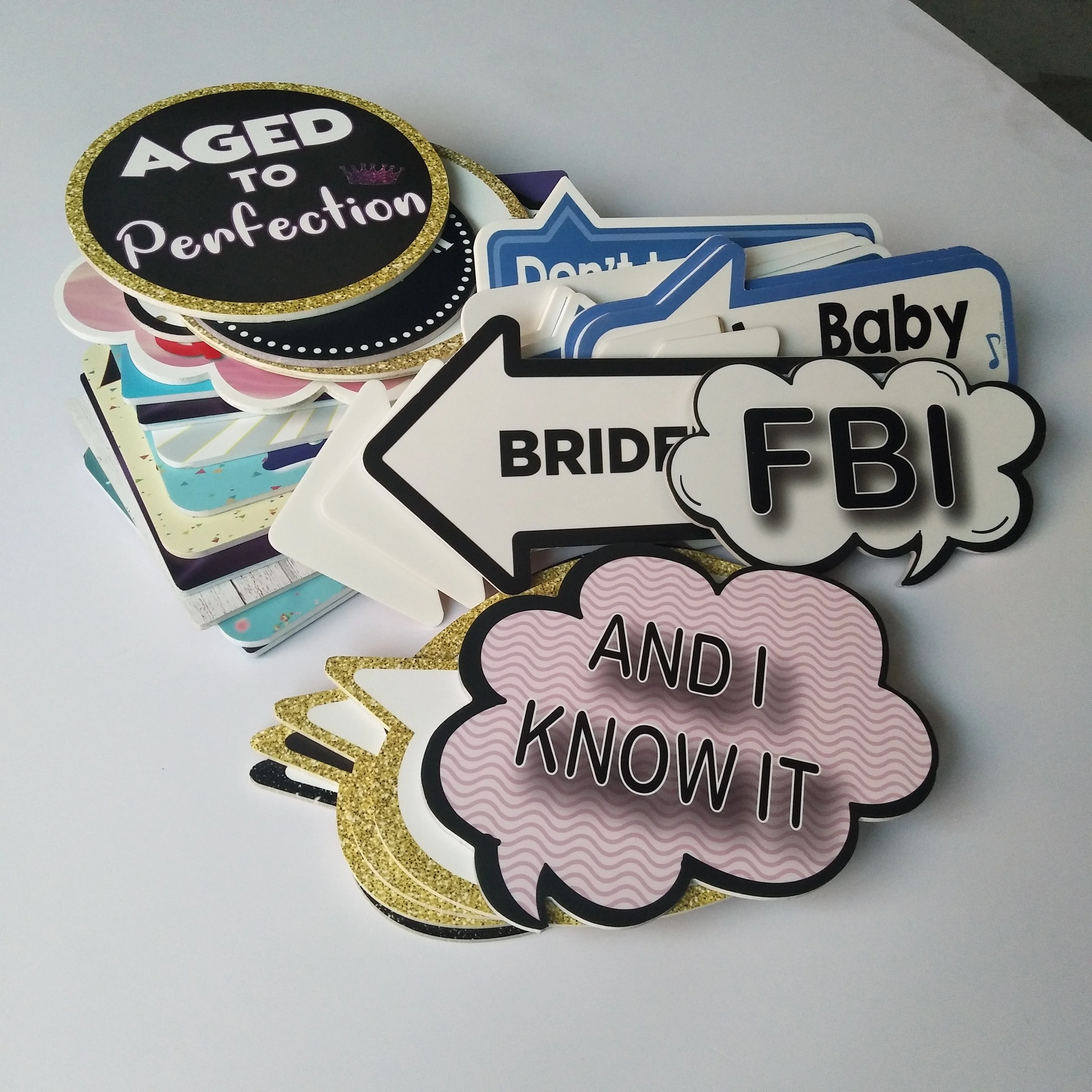 Uv Printed Fun Bridal Party Photo Booth Props 3Mm 5Mm Pvc Foam Board Photo Booth Props Sign