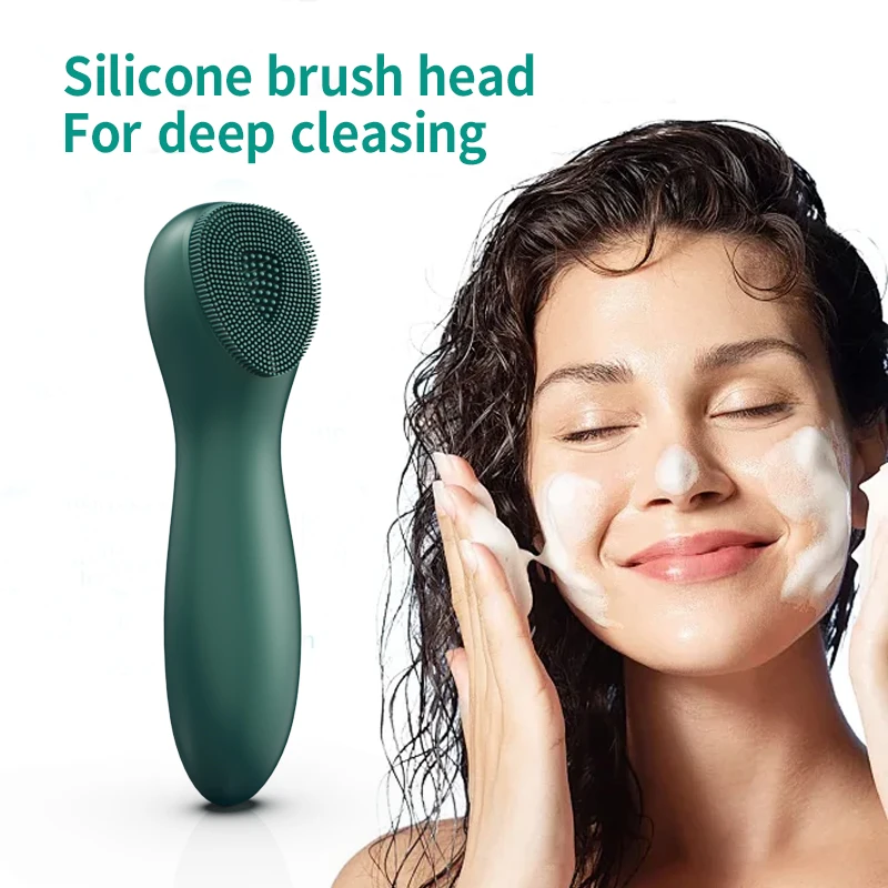 2024 New Arrival 2 In 1 Photon Led Light Therapy Facial Massager Ems Vibrating Mini Silicone Face Cleaning Brush