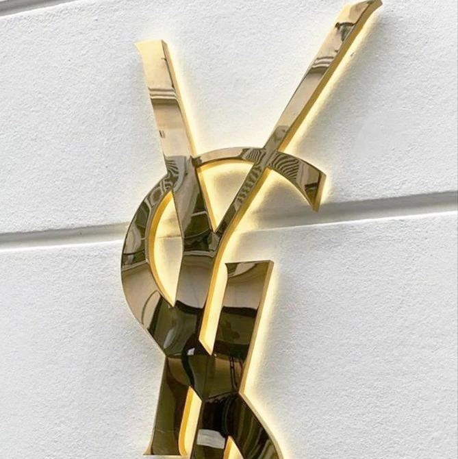 Custom Outdoor Restaurant Names And Logo Light Up Letters 3D Gold Stainless Steel Channel Letter Sign