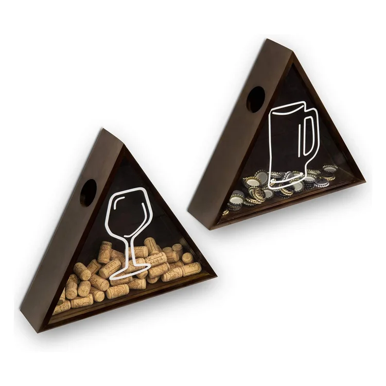 Wall Mounted Tabletop Wood and Acrylic Wine Cork Catcher and Beer Bottle Holder Shadow Boxes