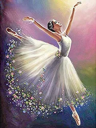 Best quality wall decoration elegant young girl dancing swans under beautiful starry sky diy diamond painting