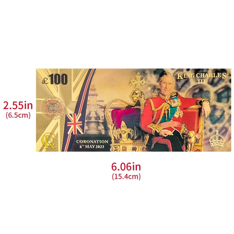 Заводские цены на заказ коллекция Charles III 100 фунт Великобритания полимерная 24 карат позолоченная фольга Банкнота