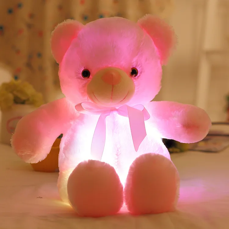 Hot Sell Creative Light up LED Colorful Glowing 30CM Teddy Bear Stuffed Animal Plush Toy Christmas Gift