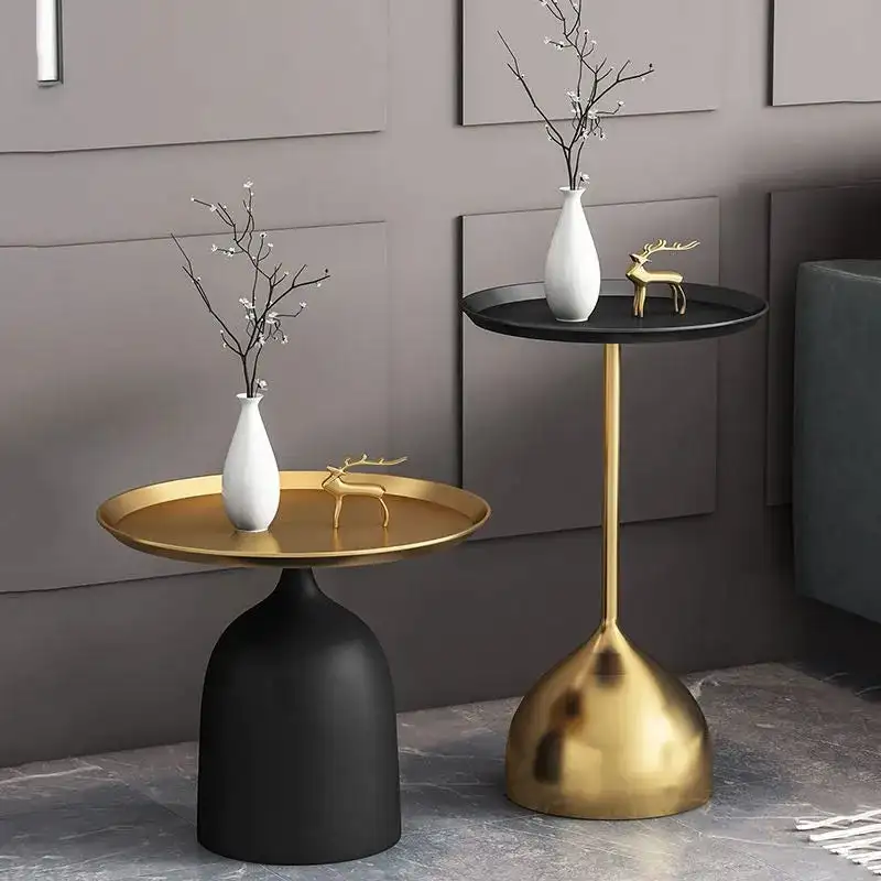 Nordic Retro Round Coffee Table Set Vintage Design Bedside Modern for Living Room