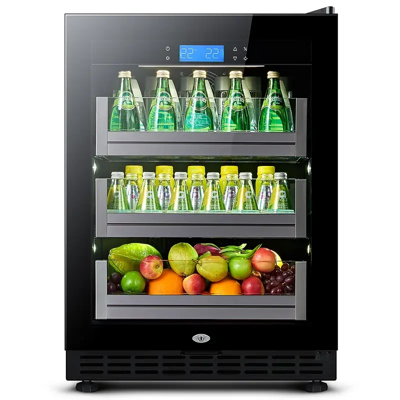 95L Capacity Freestanding and Built-in with Glass Door Wine Fridge for Kitchen Bar Office Beverage Cooler Refrigerator