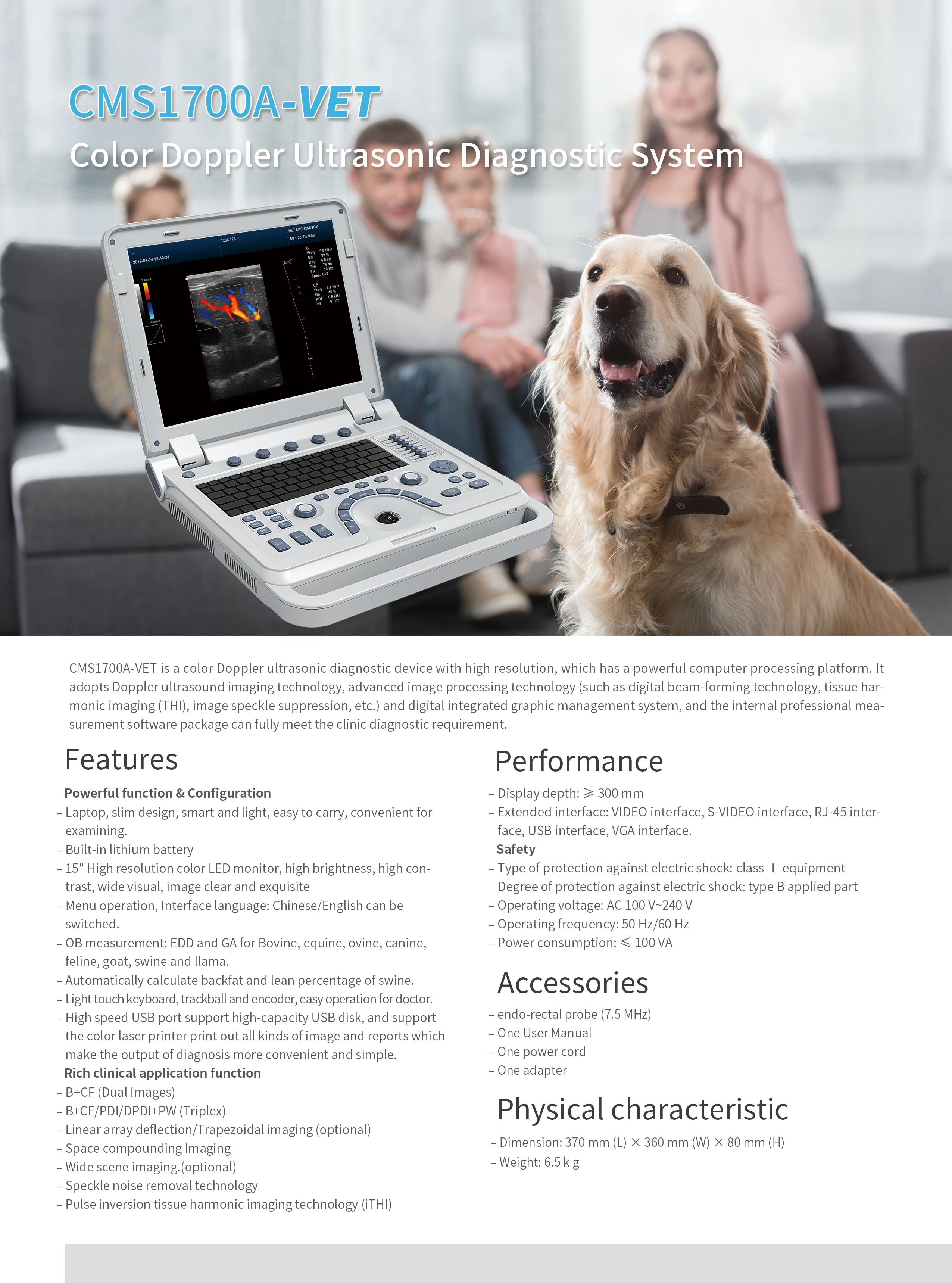 CMS1700A Low Price Laptop USG Scanner 2D Portable Ultrasound Machine Human Pregnancy USG  Probe