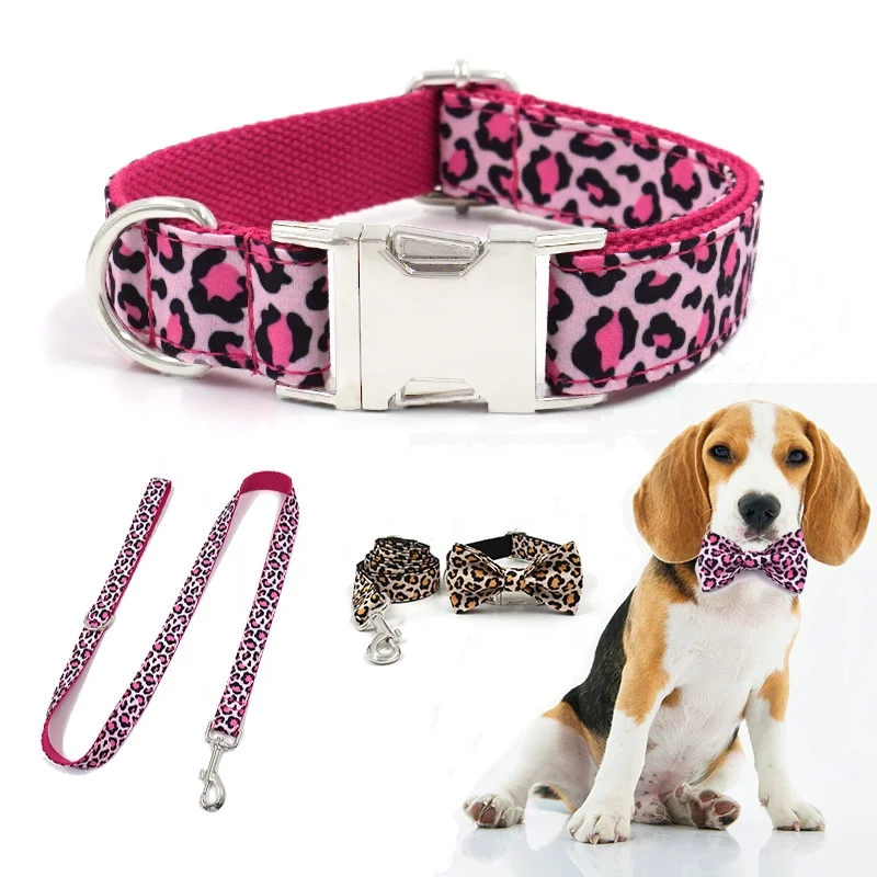 Wholesale New Fashion Silver Buckle Dog Accessories Luxury Bow Tie Dog Collar Pet Collars & Leashes