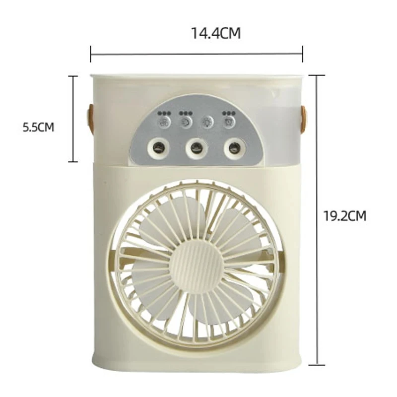 Rechargeable Humidifier Cooling Fan  3 Hole Spray  Air Conditioner Portable Desktop Mini Electric Fan Water Mist Fun