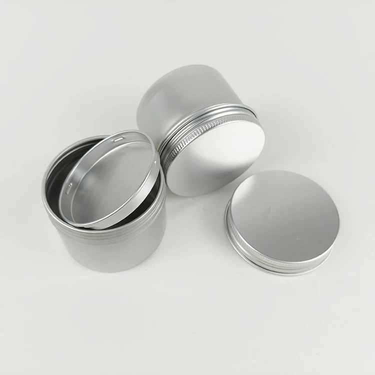 empty aluminum tin cans 60g 120g 200g Silver aluminum tin jar With Aluminum Plug