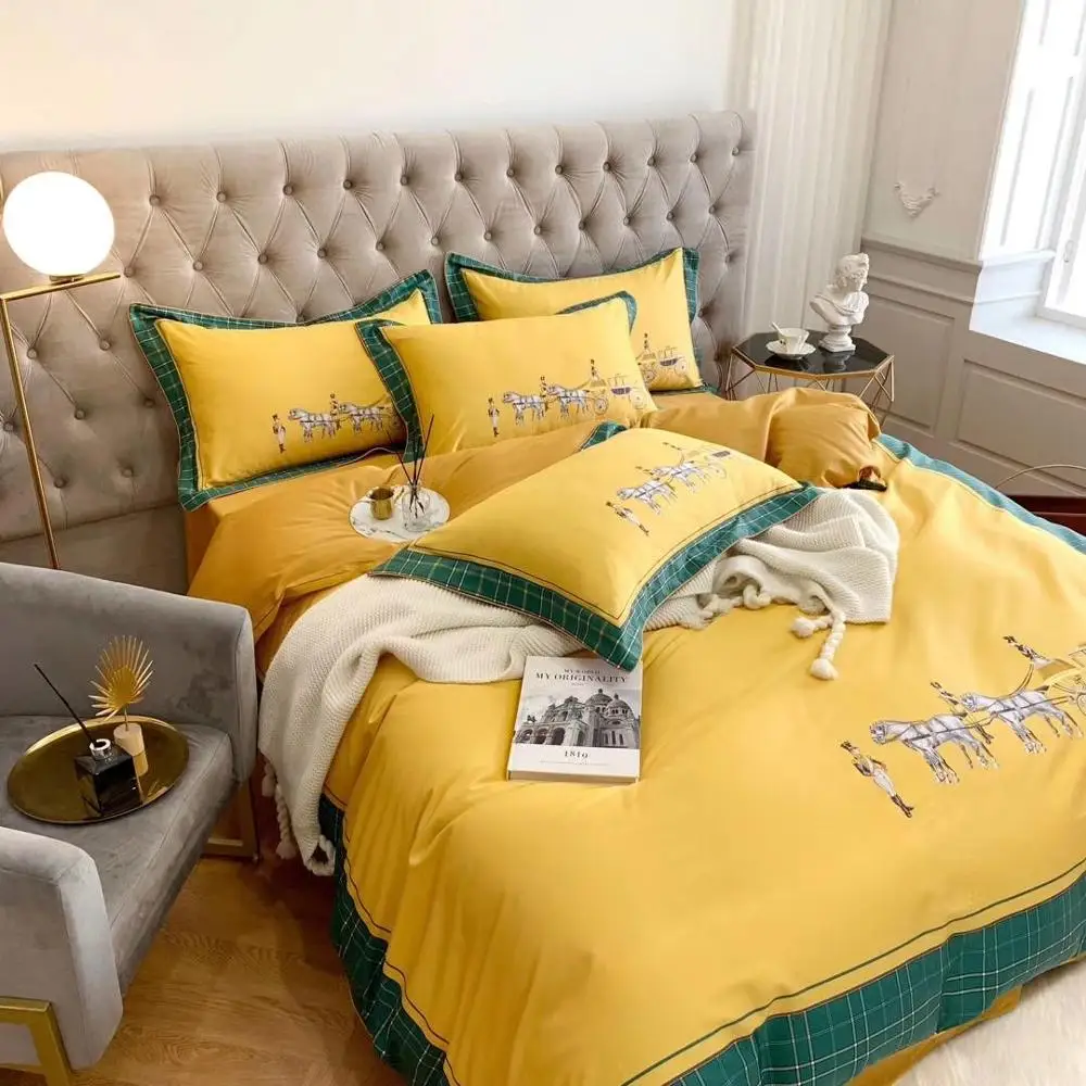 Factory direct sale  Egyptian long-staple quilt cover pure cotton bed sheet set