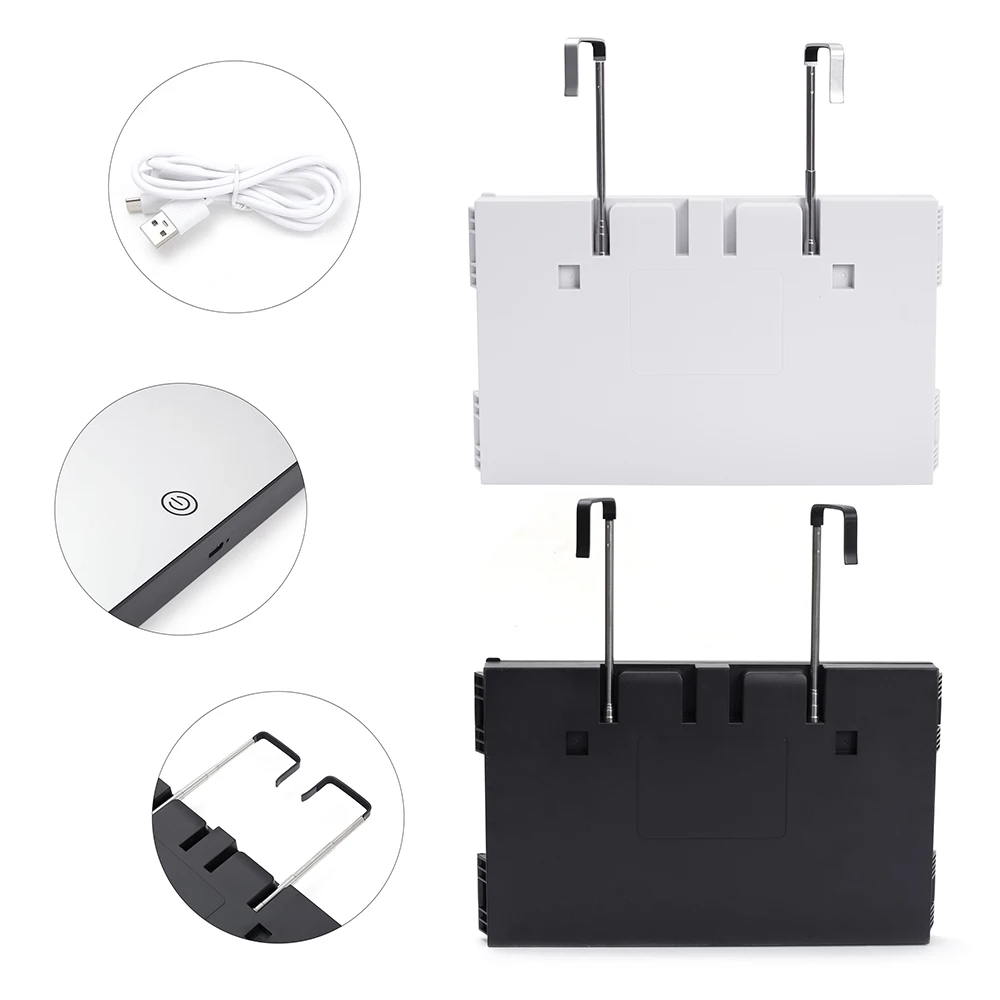 Retractable and Adjustable Led Cosmetic Mirror Portable Self Barber Hanging Three