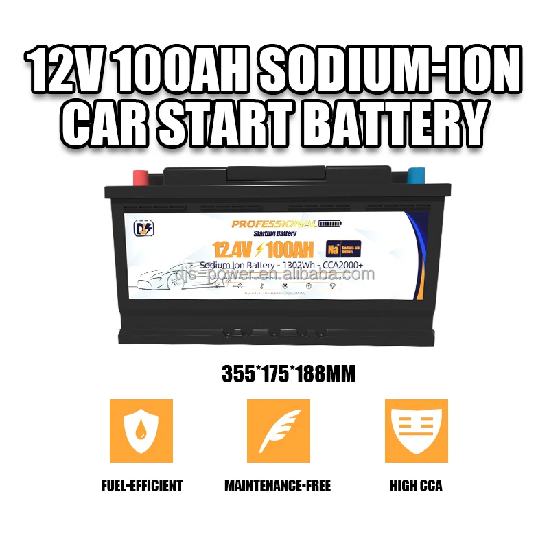 12V 100Ah 1240Wh Sodium Ion Cranking Battery DIN100 Replacement CCA2000 -40℃ Na Ion Battery Pack for Car Starting Auto
