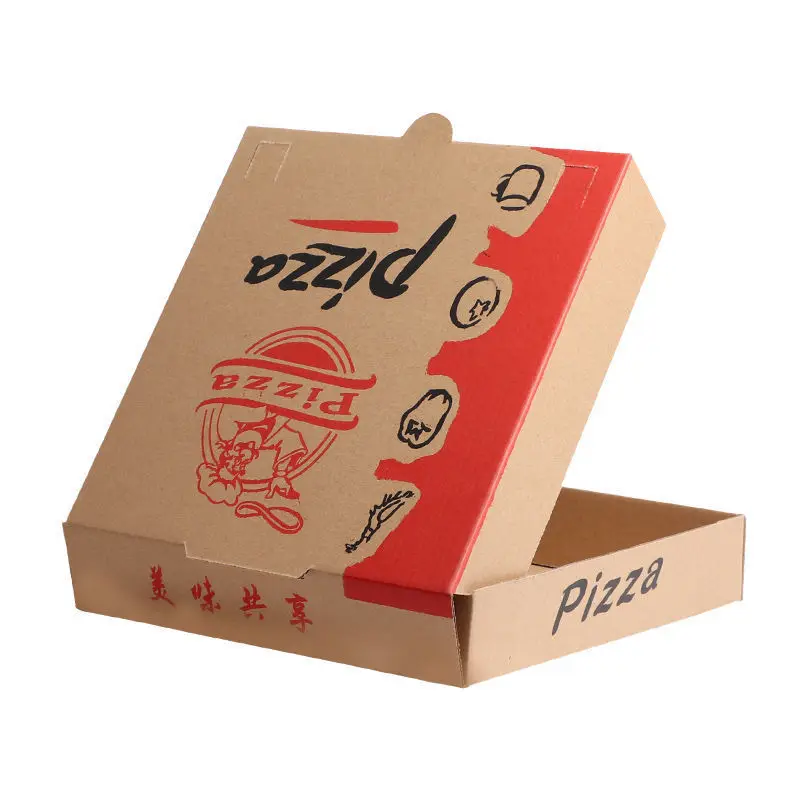 Supplier Custom Logo Design 30 33 35 40 45 Cm Thick Recycled Brown Corrugated Luxury Pizza Box Takeaway Packaging