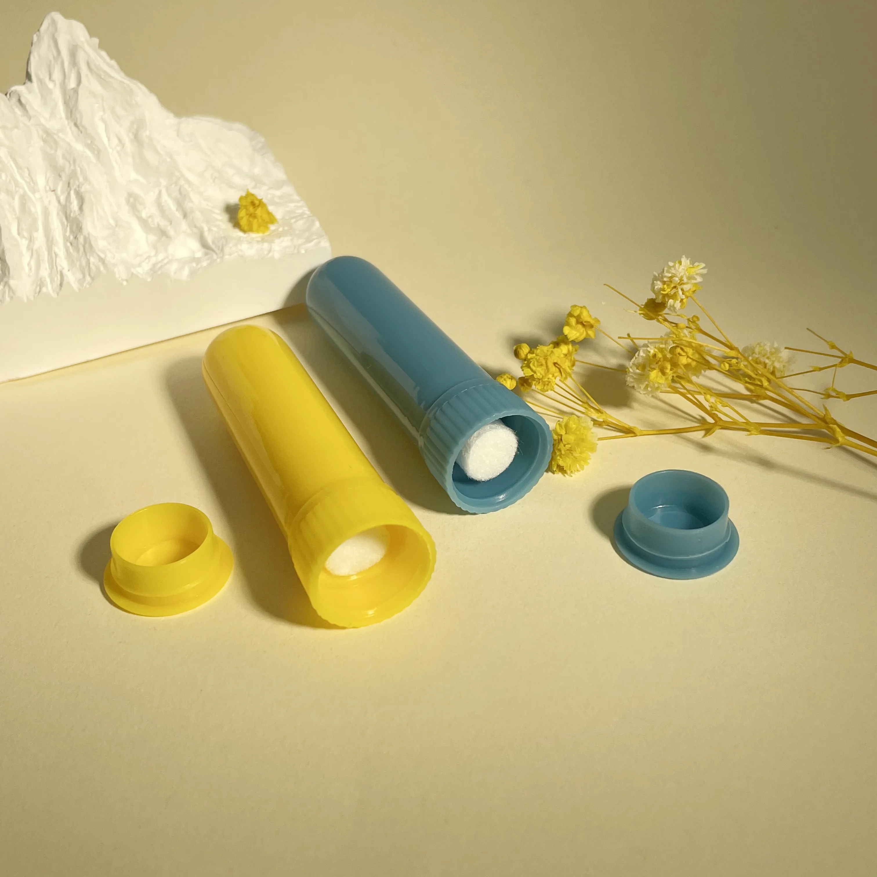 Colorful Plastic Inhaler Stick Essential Oil Aromatherapy Nasal Inhaler Tubes with High Quality Cotton Wick Nasal Inhaler Stick