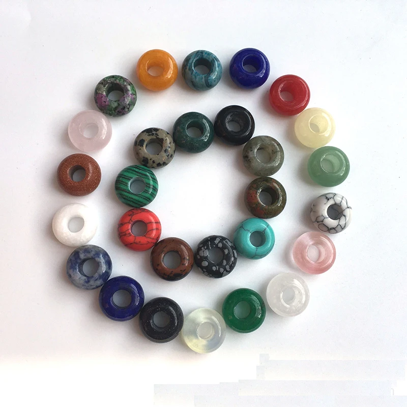 7x14mm Natural Gemstone Beads For Jewelry Making Rondelle Large Hole Loose Beads Gemstone Donut Large Hole Stone beads