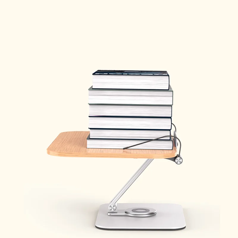 Foldable Aluminum Laptop Stand for 17 inch Desktop Stand for Book Wooden Height Adjustable Rotating Holder for Reading