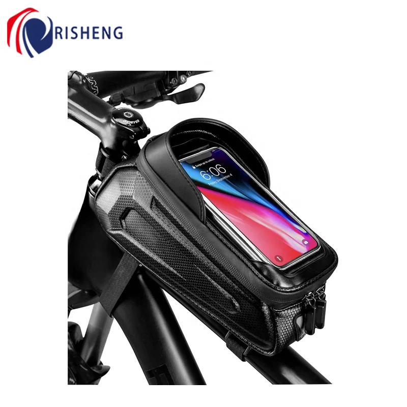 Waterproof  Phone Mount Hard Shell Bike Top Tube Front Frame Bag Compatible with iPhone 14 12 11 Pro XR XS Max Phones Below 6.8