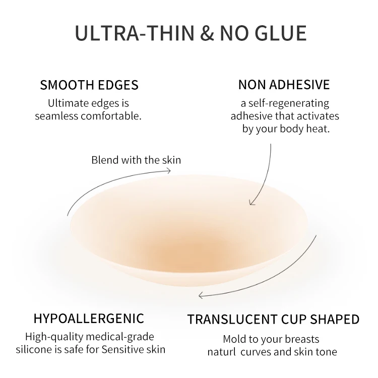 Wholesale Non-glue Washable Nipple Covers Invisible Seamless Silicone Pasties for Breast Enhancement and Strapless Tops