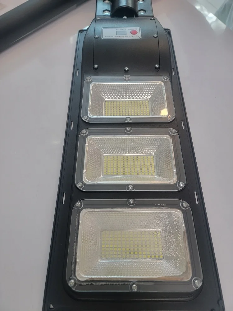 All-In-One ABS Sensor chinese 6500K solar led street lighting 100W Housing factory price light 3 head with lifepo4 guangzhou
