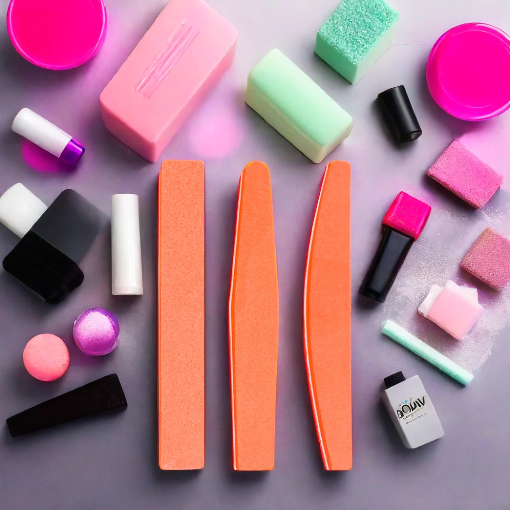 Factory Wholesale Customized Half-Moon Shape Plastic Nail File Double-Sided with Diamond EVA Sponge 100/180 Grit for Salon Use