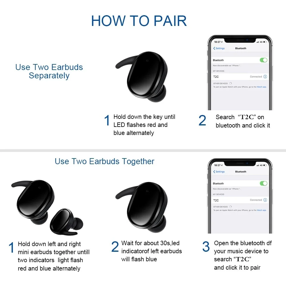 Sweatproof Stereo mini ecouteur wireless sans fil  Noise Canceling wireless wireless headset With Charging Case