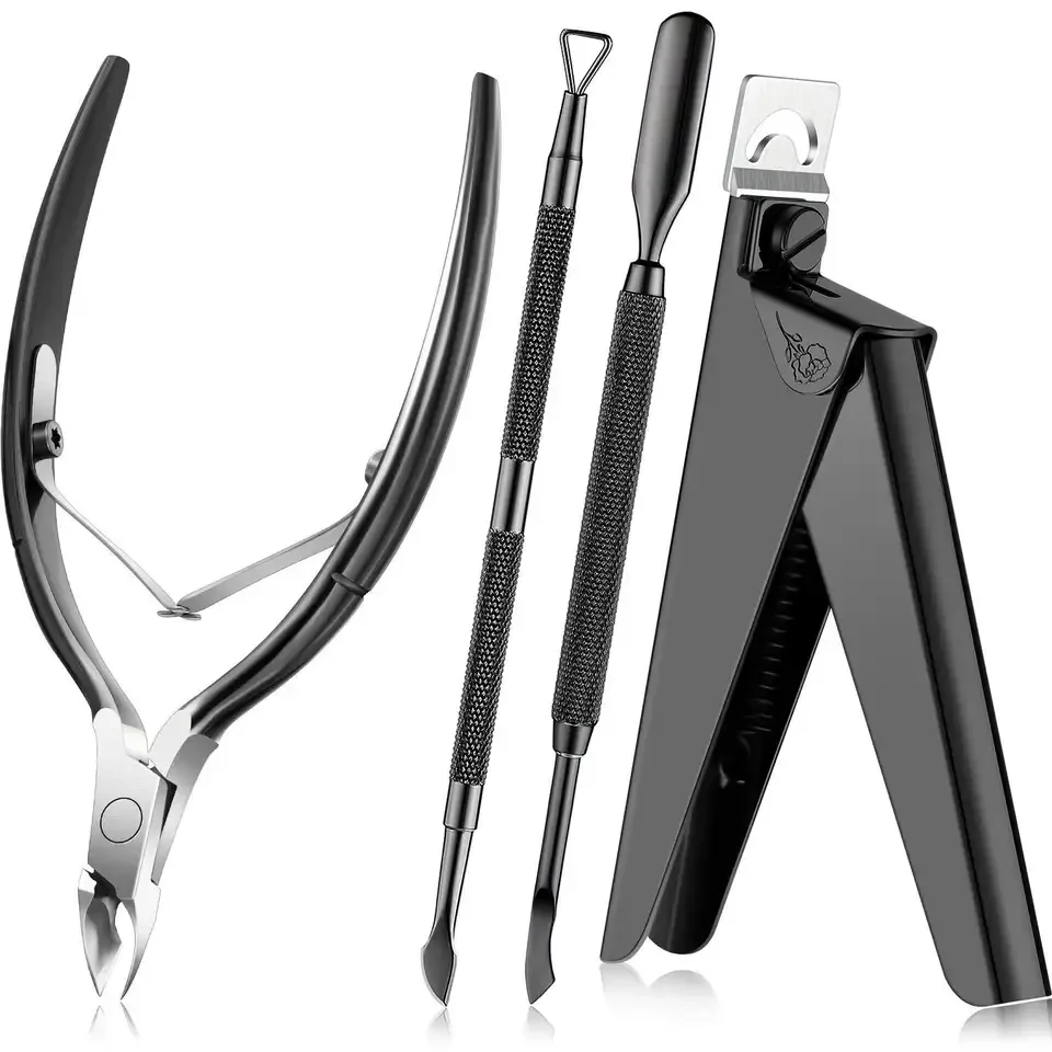 Customizable Stainless Steel French Nail Tips Cutter&Pusher&Cuticle Nipper Rose Gold Color Match Manicure Tools OEM/ODM BeiEn
