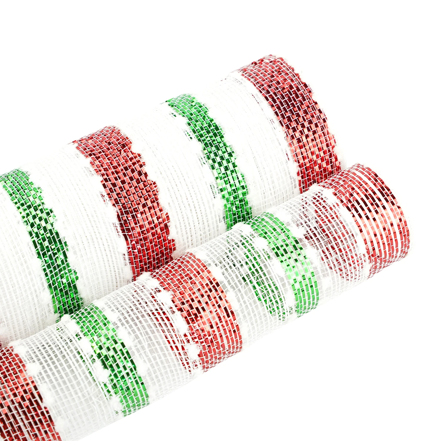 Huihuang Factory Custom Mesh Holiday Decorate Gradient Metallic 10 Inch Poly Deco Mesh Rolls For Wreath Crafts Christmas
