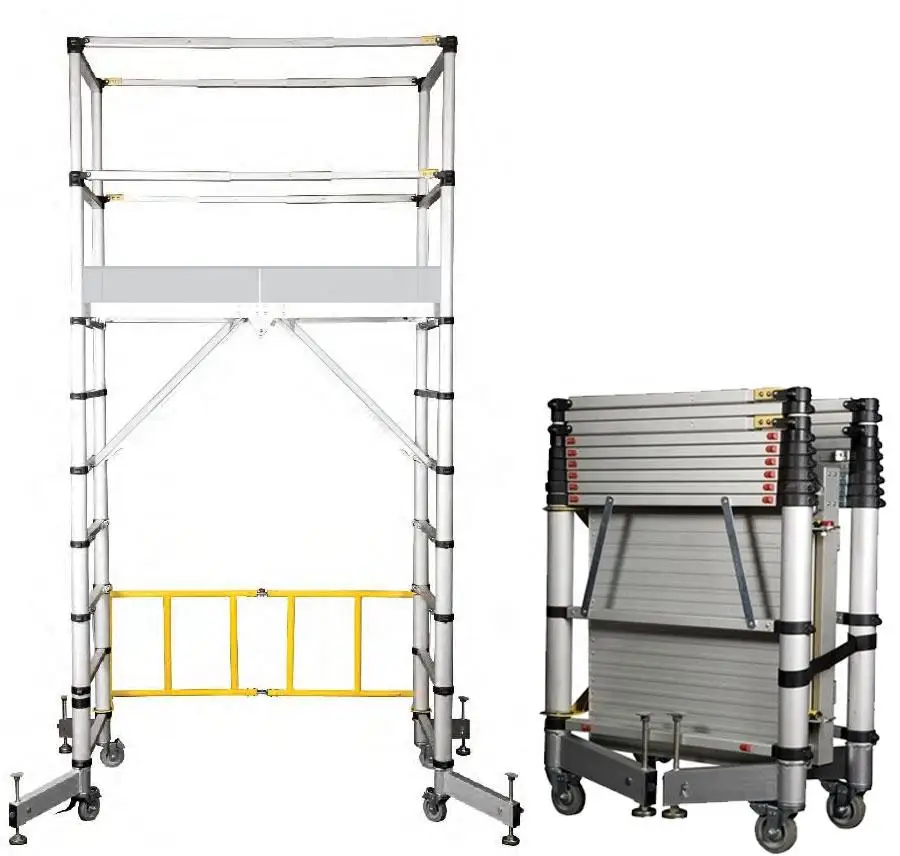 New Arrivals Mobile Aluminium Telescopic Tower Ladder Scaffolding For Construction