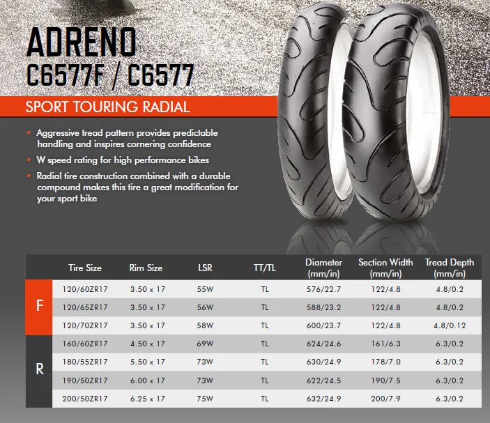 CST Semi-racing SPORT TOURING RADIAL Two Wheel C6577 Scooter Tyre 130/70 -17 Stability Motorcycle Tires