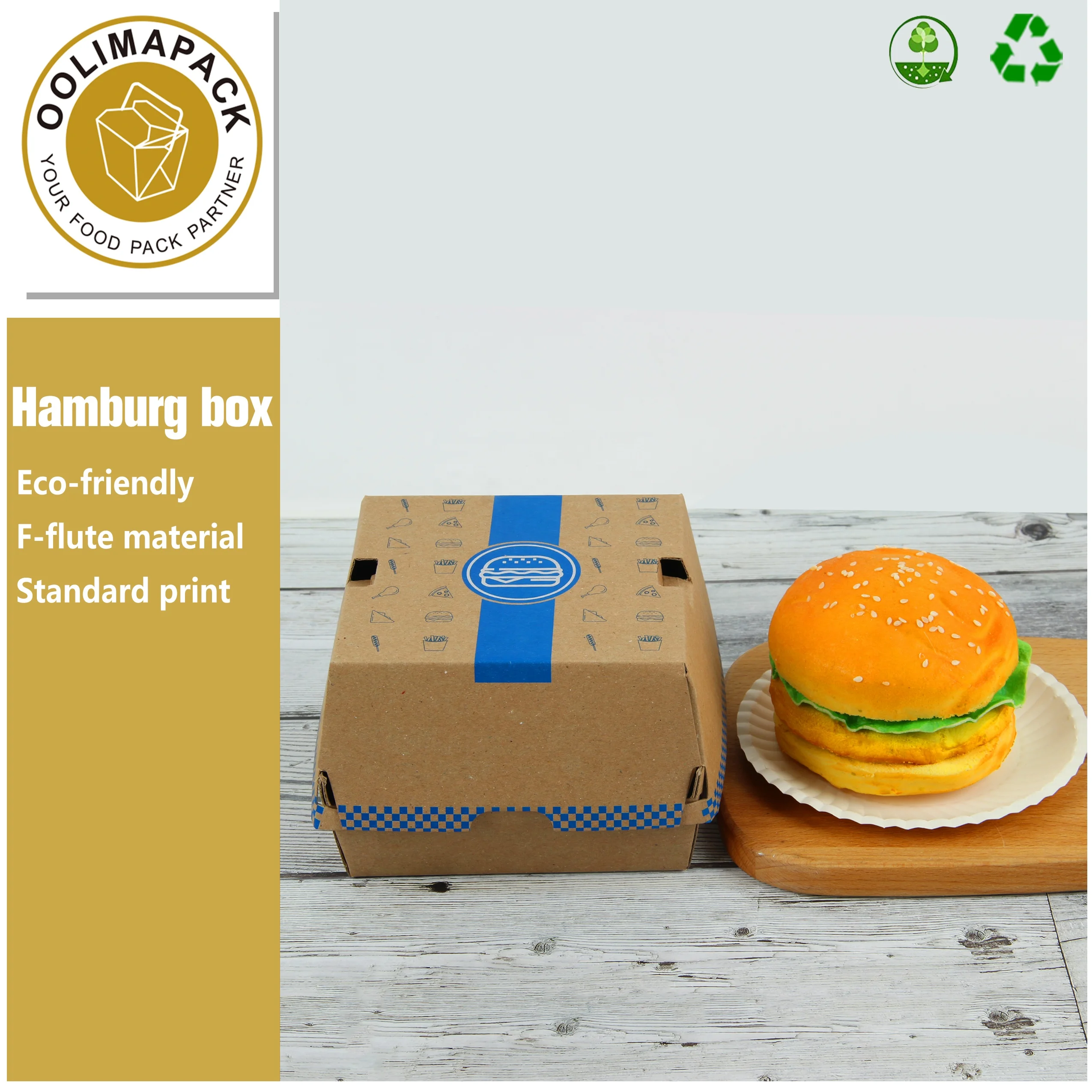 Fast Food F Flute Corrugated Container Hot Dog French Fries Hamburg Packing Tray 300gsm Paper Disposable Paperboard 1-6colors