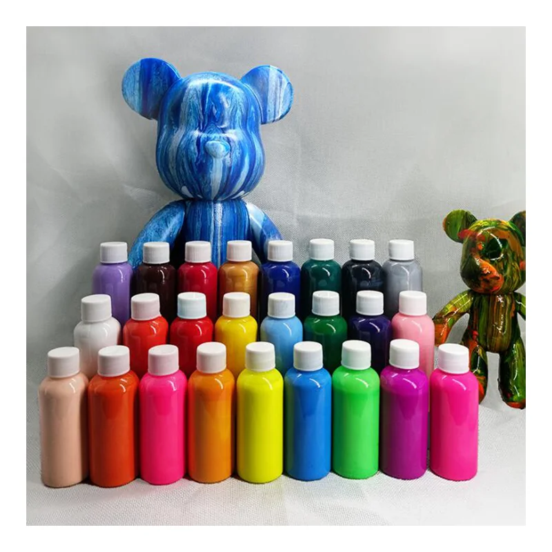 60ML 27 Colors Fluid Bear Paint Kids DIY Liquid Pigment Dye Fashion Violent Bear Acrylic Paint Plaster Painting Art Drawing
