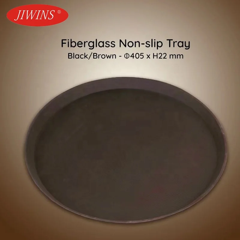 Wholesale High Grade Restaurant Bar Hotel Round Food Tray Brown Black Bottom Anti Slip Fast Food Trays
