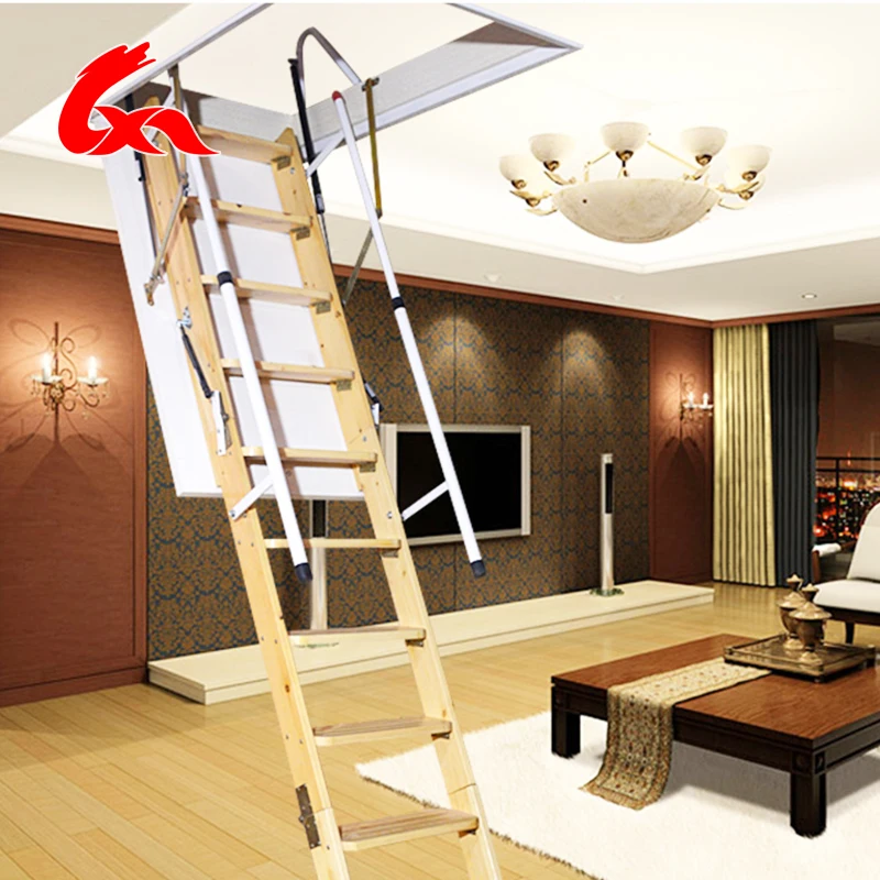 Безопасная и стабильная складная лестница из дуба с поручнями