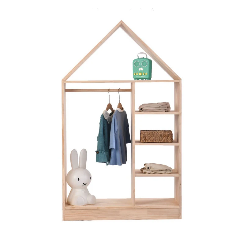 Factory Wholesale Children Wooden Clothing Racks Wooden Clothes Display Rack