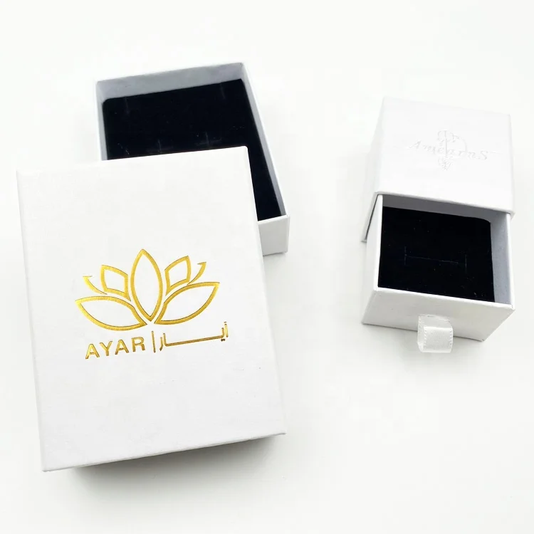 High Quality Pull-out Drawer Pearl Shiny White Jewelry Box for Necklace Earrings and Rings Customize Logo Jewellery Box