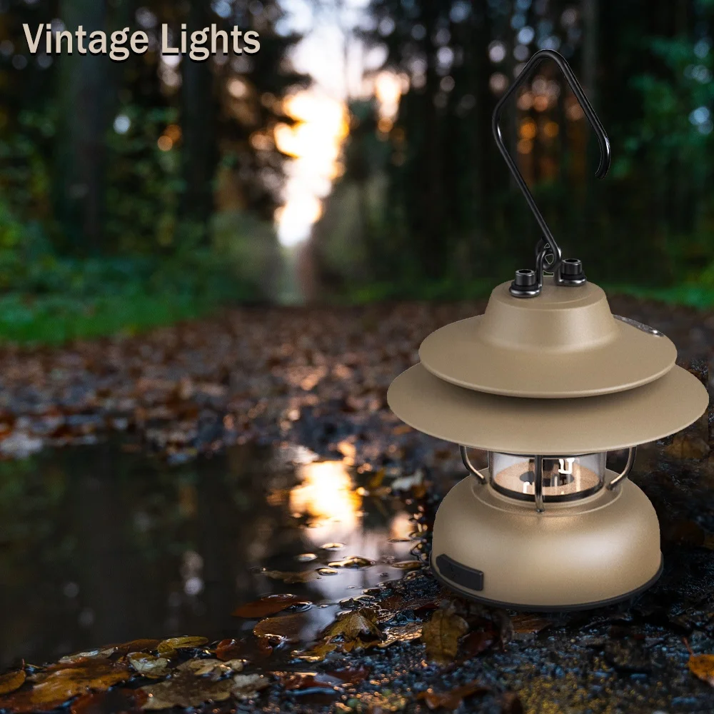 New retro outdoor portable hanging portable installation LED tent camping light Portable USB rechargeable LED night light