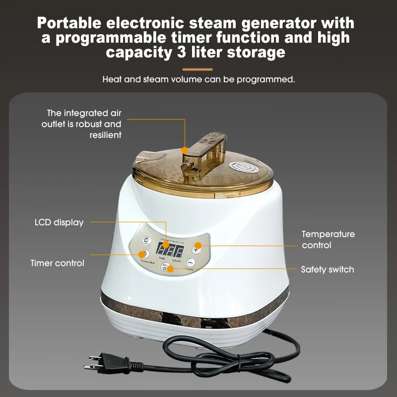Portable Steam Sauna Pot 3L Spa Sauna Steam Generator Light Weight Mini 3L Steam Generator