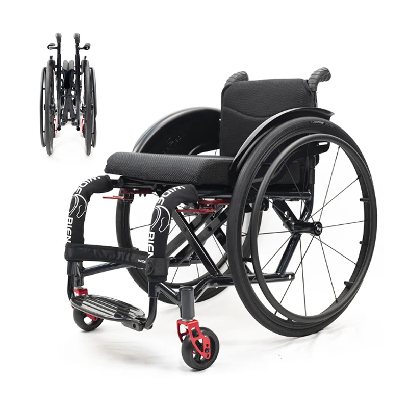 Sports Lightweight Aluminum Alloy Manual Wheelchair with Quick Release Portable Folding Backrest for Travel Home Use