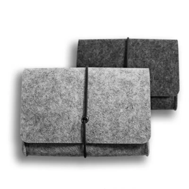 ECO Friendly Wholesale  Felt Organizer Storage Bag Pouch Data Cable Organizer With Customized Logo