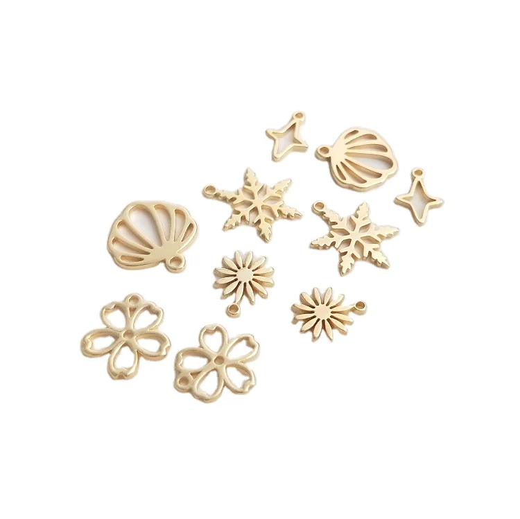 14K Gold Cherry Blossom Little Star Little Daisy Snowflake Pendant Handmade DIY Headpiece Bracelet Earrings Pendant