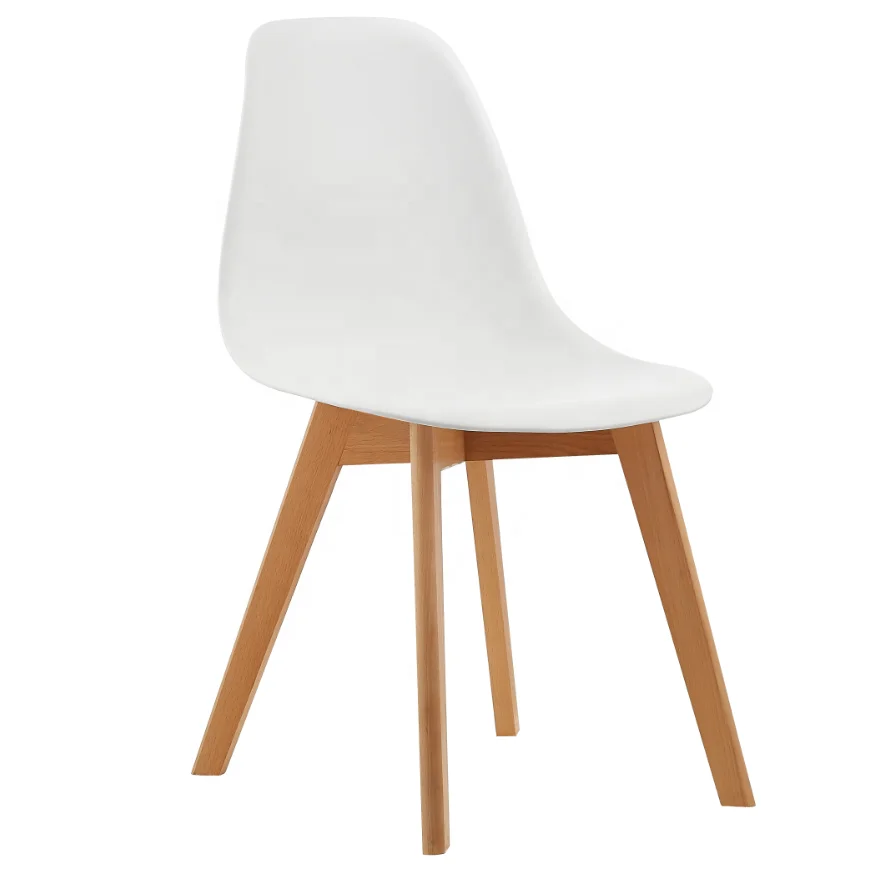 PP Plastic Dining Chair With Cross Wood Legs