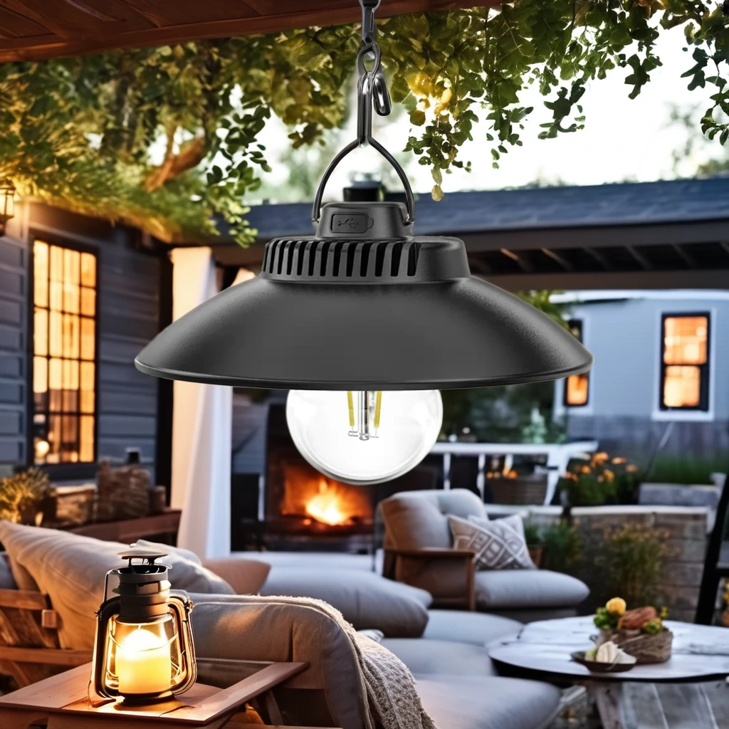 New Retro Atmosphere LED Light Flying Saucer Hanging Ball Light Camping Outdoor Light Straw Hat Ball Unique Flying Saucer Design