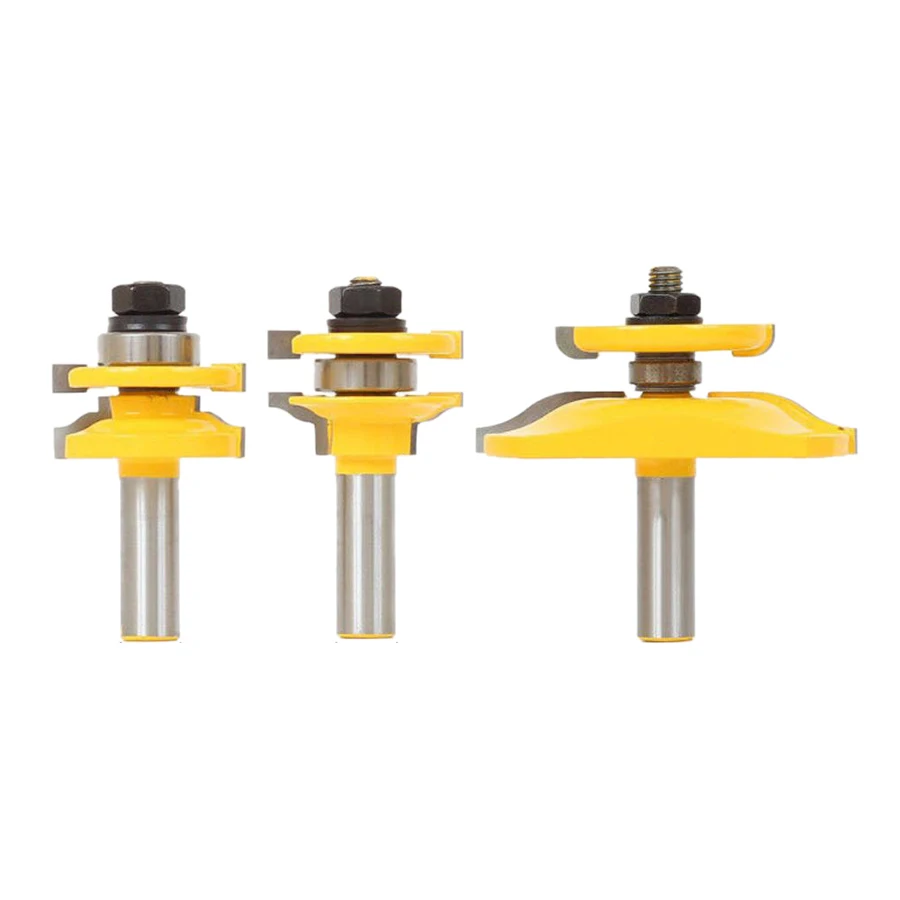 12.7mm Shank 3pcs Rail and Stile assembles Raised panel router bits woodworking milling cutter set