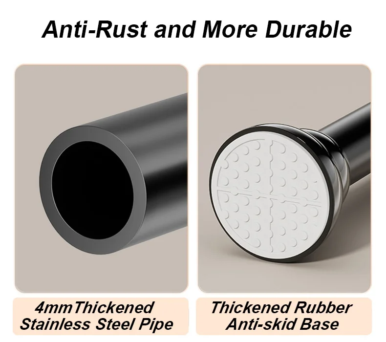 Hot Sale Metal Extendable Curtain Poles Telescopic Rod For Bathroom Shower Curtain Poles No Drill