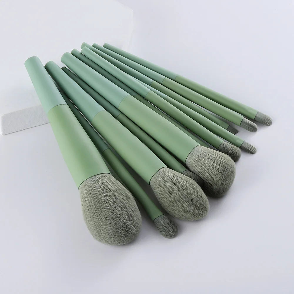 11 pcs forest green makeup brush set soft beginner cosmetic make up brush set