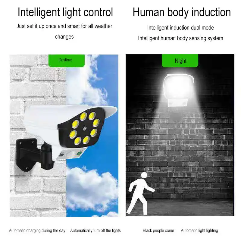 77LED Solar Outdoor Light 3 Modes Dummy Surveillance Fake Camera Solar Security Light with Motion Sensor