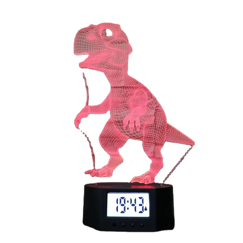 Amazon and E-bay  Hot Sale  3d Led  Alarm Clock Lamp  LED-hologramm Holiday  Decoration Gift Lamp In Shenzhen