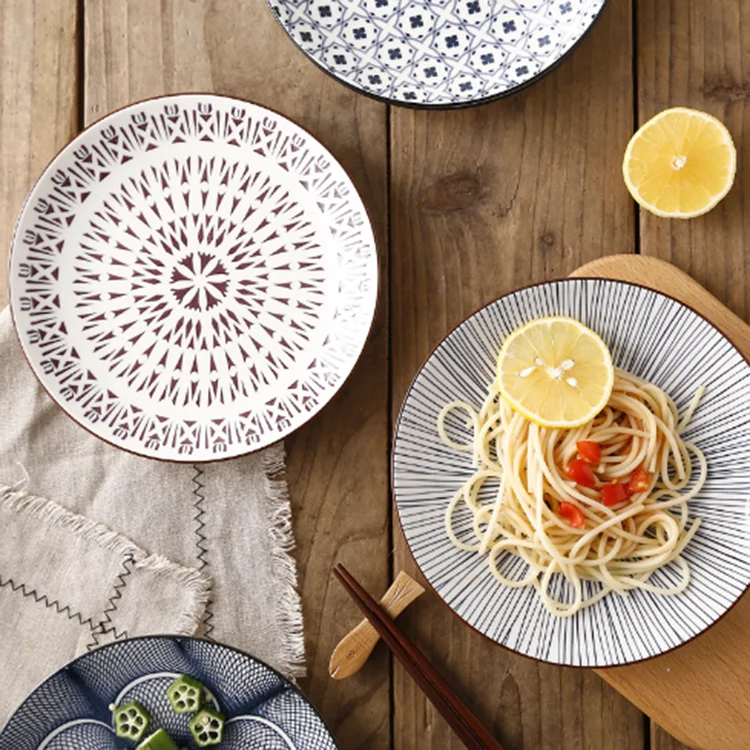 8-inch Nordic creative modern simple underglaze ceramic plate ,household Western food shallow flat plate wholesale