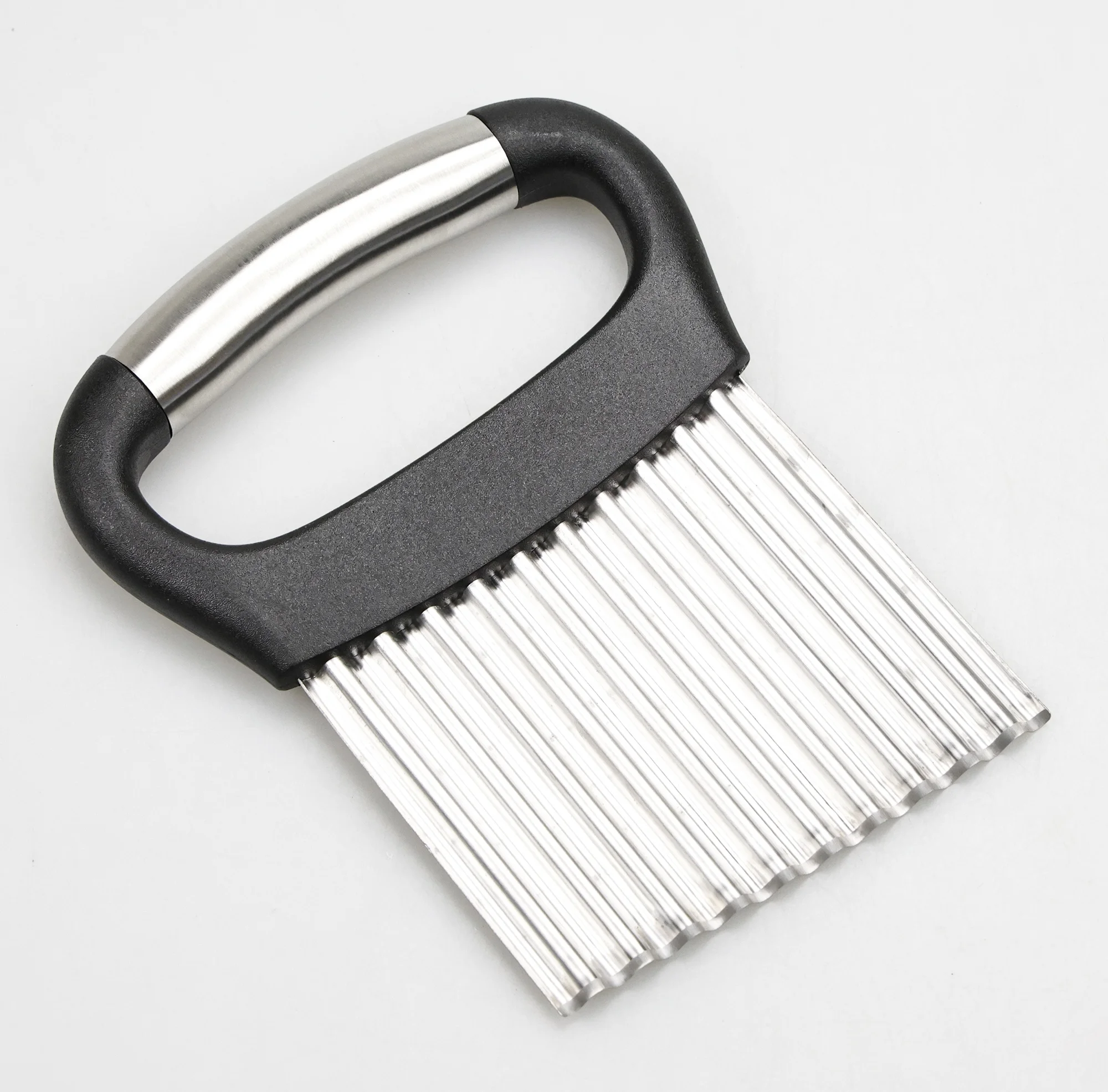 Stainless Steel Handle French Fry Cutter Vegetable Potato Chip Onion Slicer Wavy Crinkle Cutter With Wave Shape Knife