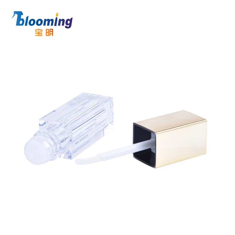 high quality new cute plastic empty lipgloss containers,transparent unique square custom lip gloss tubes with wands custom logo